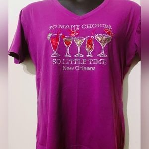 Purple New Orleans Embelished T-shirt by Creative Fashions sz XL